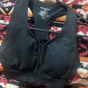 Aeropostale Black Zip-Front Sports Bra